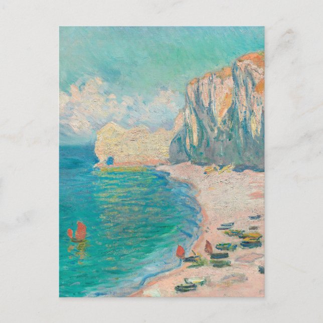 Retro Watercolor Seaside Beach Cliff Art Postcard (Front)