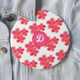 retro watercolor vintage floral personalised  6 cm round badge