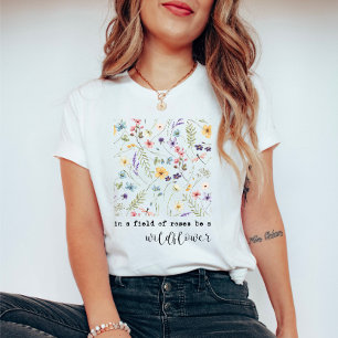 Retro Watercolor Wildflowers Inspirational Quote T-Shirt