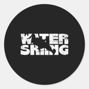 Retro Waterskiing Vintage Water Ski Skiing Sport W Classic Round Sticker