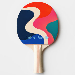 Retro Wave Abstract Custom Name Ping Pong Paddle