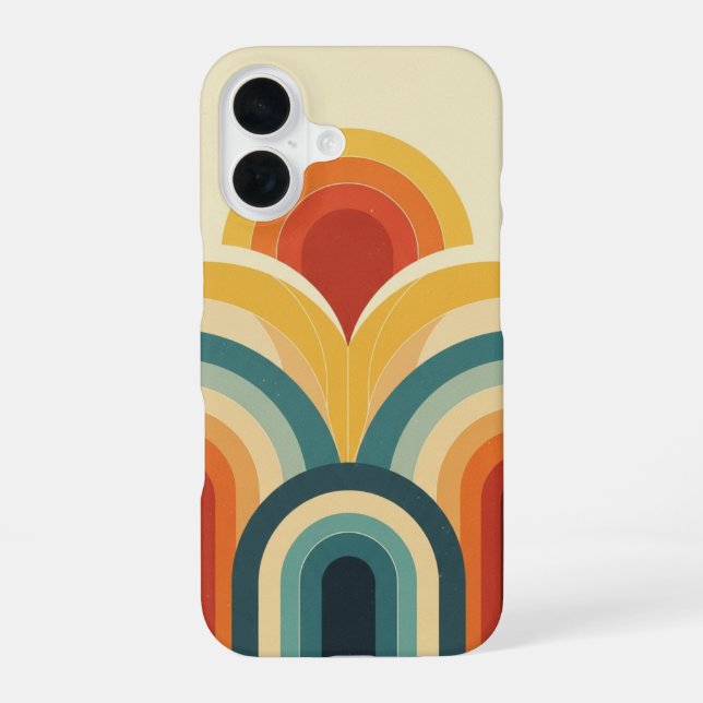 Retro Wave Arches iPhone 16 Case (Back)