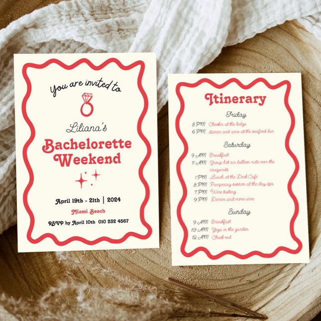 Retro Wave Bachelorette Weekend Itinerary Invitation (Creator Uploaded)