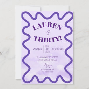 Retro Wave border 30th birthday party invitation