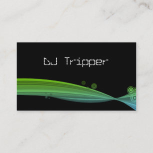 Retro Wave Business Card Black DJ Blue Green