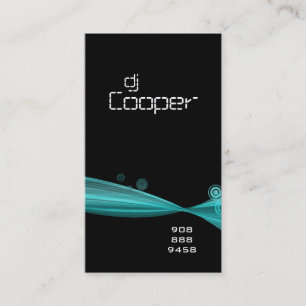 Retro Wave Business Card Black Turquoise blue