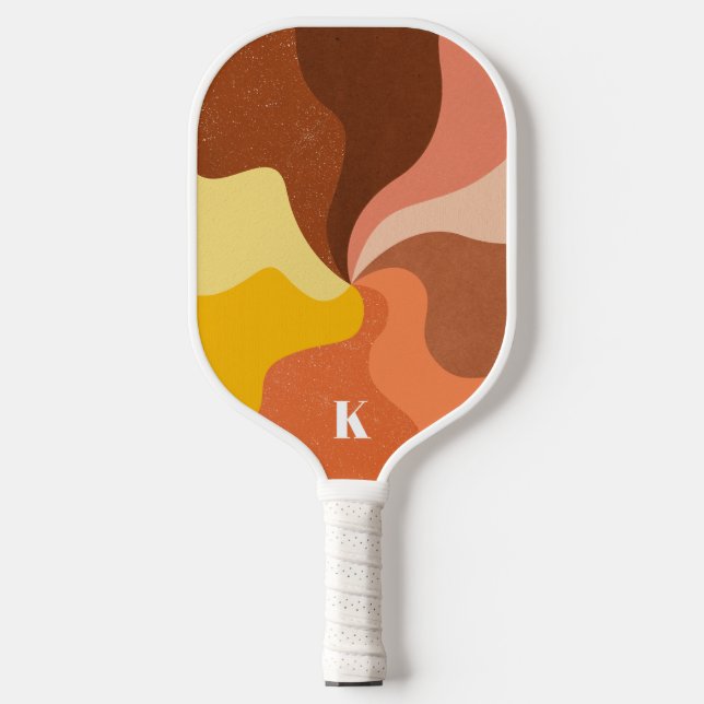 Retro Wave Colourful Pastel Modern Monogram  Pickleball Paddle (Front)
