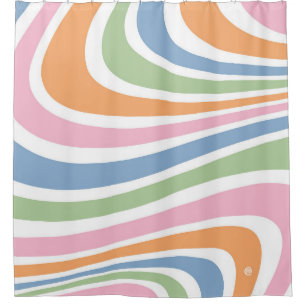 Retro Wave Design Shower Curtain