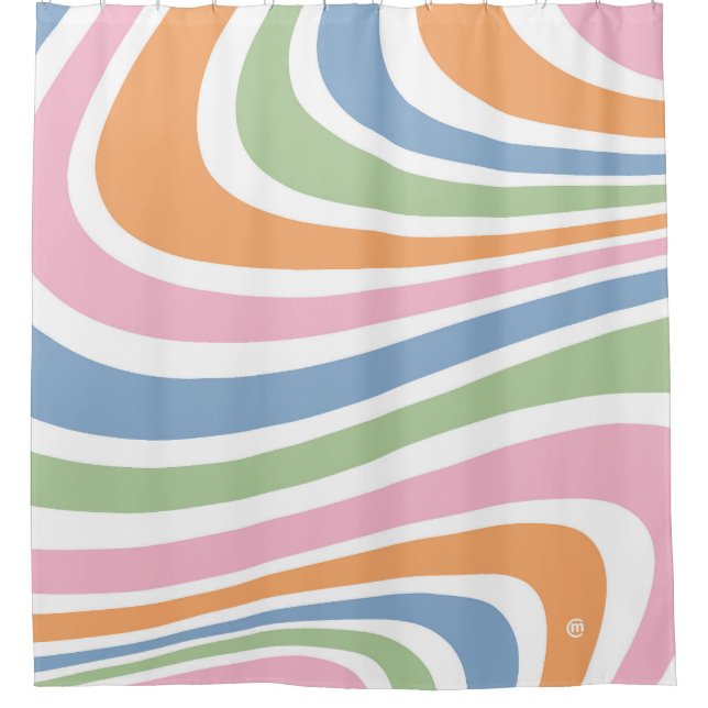 Retro Wave Design Shower Curtain (Front)