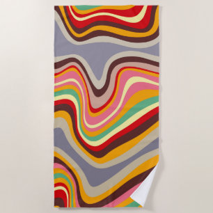 retro wave disco beach towel
