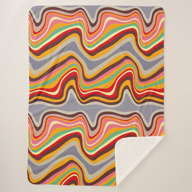 retro wave disco sherpa blanket (Front)