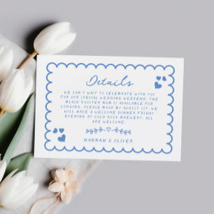 Retro Wave Doodle Handwritten Wedding Details Card
