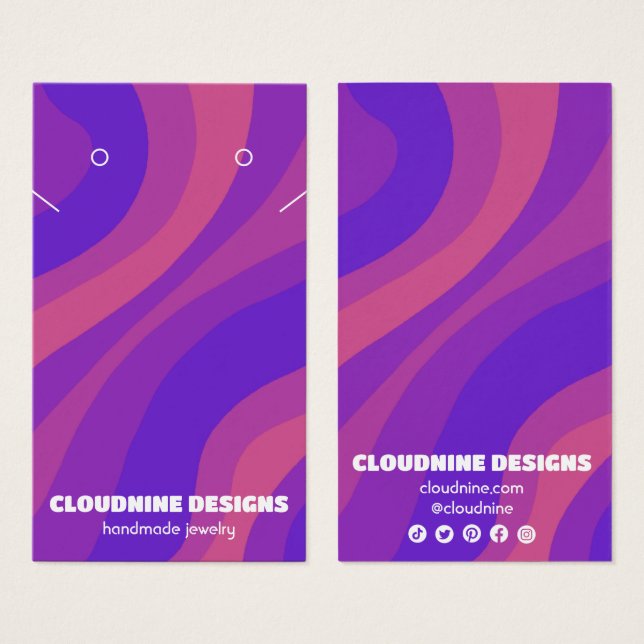 Retro Wave Earring Necklace Jewellery Display Card (Front & Back)