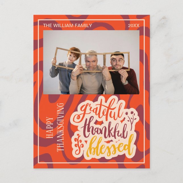 Retro Wave Grateful Thankful Blessed Photo  Postcard (Front)