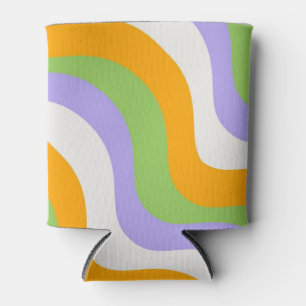 Retro Wave Groovy Curl Layer Abstract Y2k Pattern Can Cooler