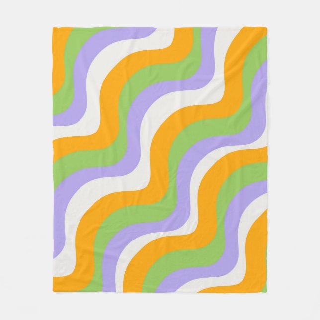 Retro Wave Groovy Curl Layer Abstract Y2k Pattern Fleece Blanket (Front)