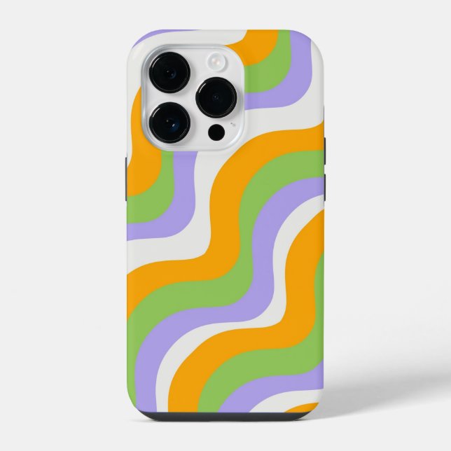 Retro Wave Groovy Curl Layer Abstract Y2k Pattern iPhone Case (Back)