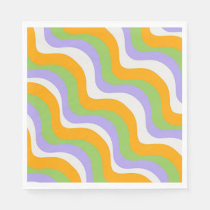 Retro Wave Groovy Curl Layer Abstract Y2k Pattern Napkin