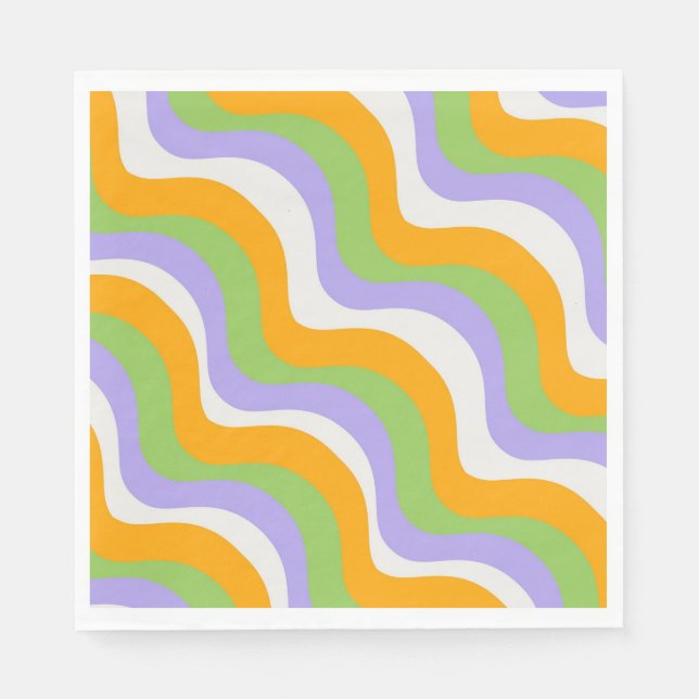 Retro Wave Groovy Curl Layer Abstract Y2k Pattern Napkin (Front)