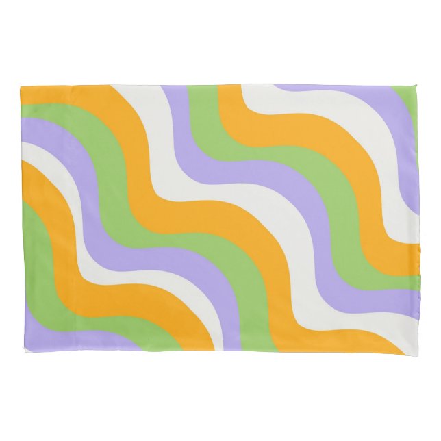 Retro Wave Groovy Curl Layer Abstract Y2k Pattern Pillowcase (Front)