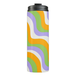 Retro Wave Groovy Curl Layer Abstract Y2k Pattern Thermal Tumbler