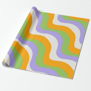Retro Wave Groovy Curl Layer Abstract Y2k Pattern Wrapping Paper