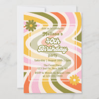 Retro Wave Groovy Flower Green 40th Birthday 