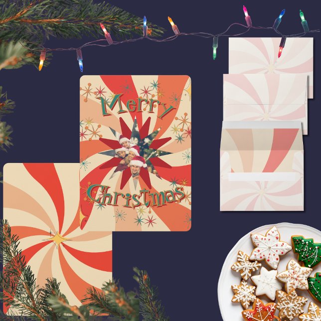 Retro Wave in Vintage Warm Tones Envelope (Retro envelopes for the matching Christmas cards at The Dizzy Butterfly Emporium or personal notes)