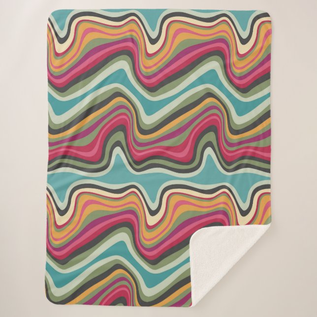 retro wave MANA Sherpa Blanket (Front)