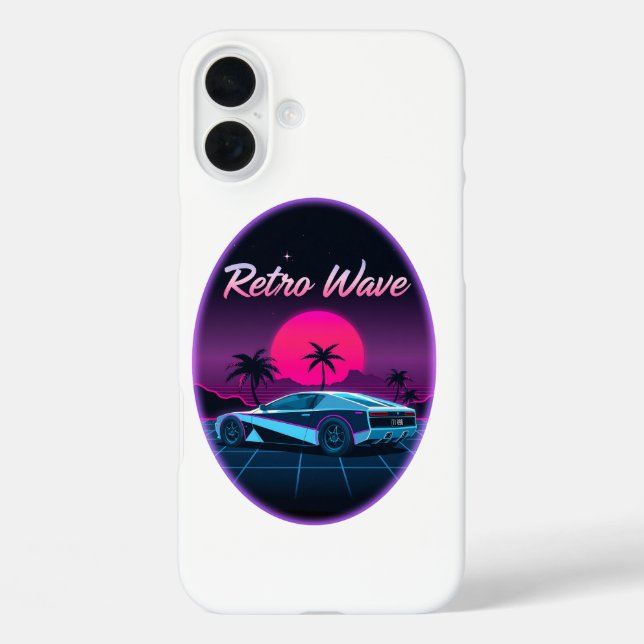 “Retro Wave” Neon Sunset Case-Mate iPhone Case (Back)
