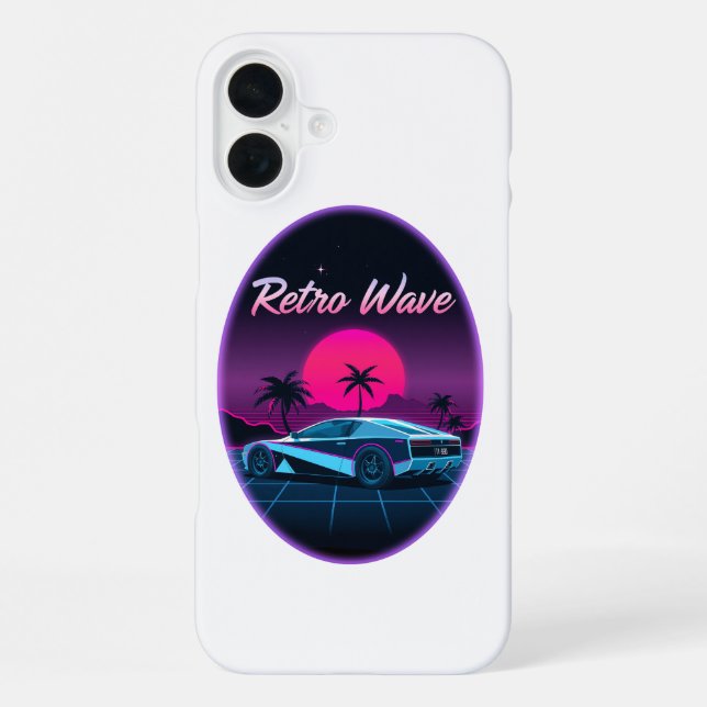 “Retro Wave” Neon Sunset iPhone Case (Back)