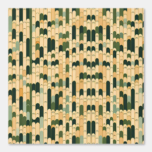 Retro Wave Pattern in Earthy Green and Beige Wallpaper