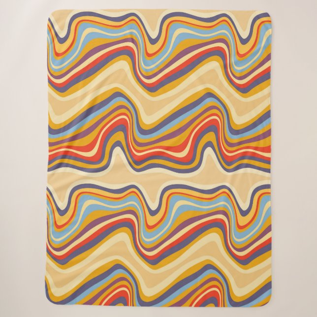 retro wave seaside sherpa blanket (Front)