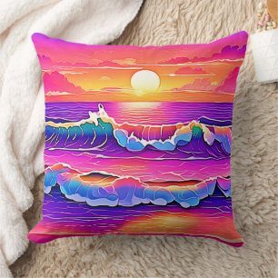 Retro Wave Sunset Serenity Cushion