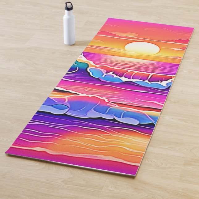 Retro Wave Sunset Serenity Yoga Mat (In Situ)