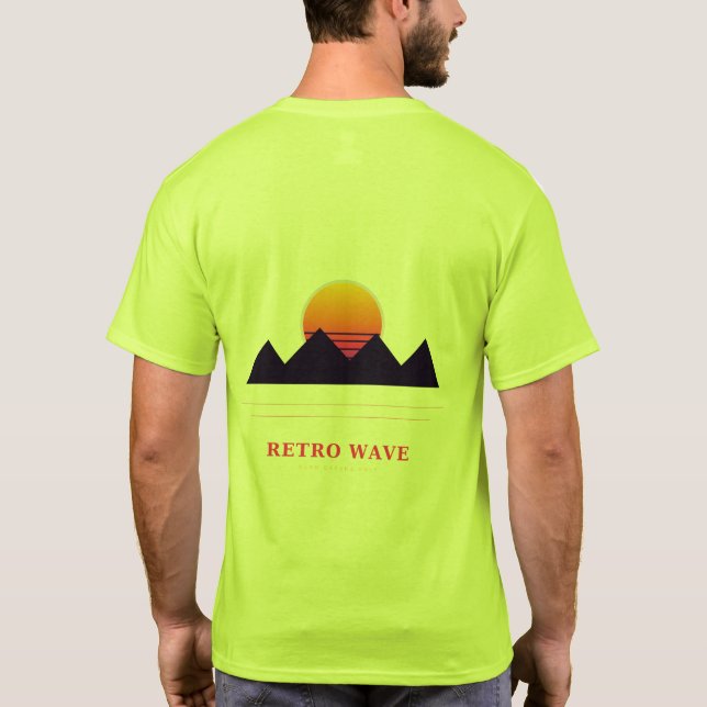 Retro Wave Synthwave Sunset T-Shirt (Back)
