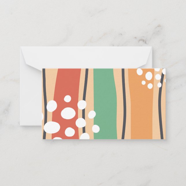 Retro waves abstract art, boho line design card (Front)