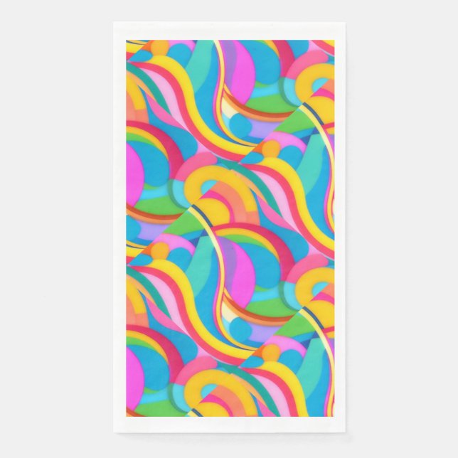 Retro waves Abstract colourful doodle  Napkin (Front)