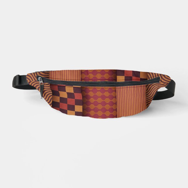 Retro Waves and Geometric Midcentury Pattern Bum Bags (Front)