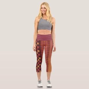 Retro Waves and Geometric Midcentury Pattern Capri Leggings