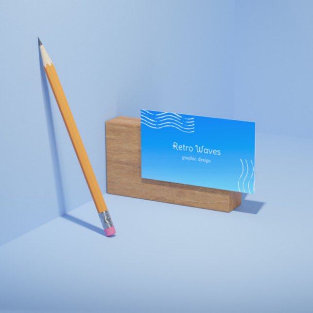 Retro  Waves -blue gradient Business Card (Creator Uploaded)