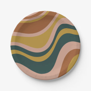 Retro Waves Boho Abstract Pattern Paper Plate