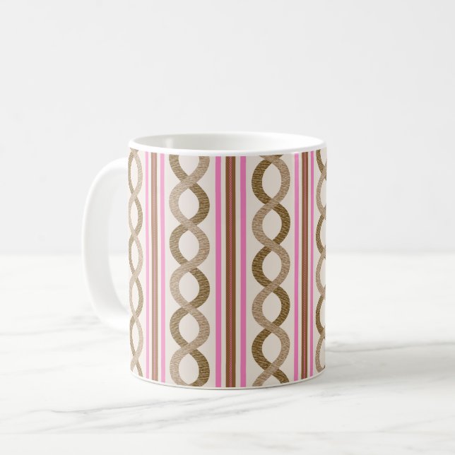 Retro Waves brown & pink passementerie  Coffee Mug (Front Left)