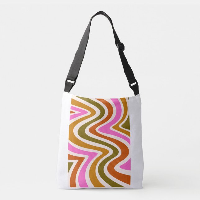 'Retro Waves' Groovy Aesthetic Cross-Body Bag (Front)