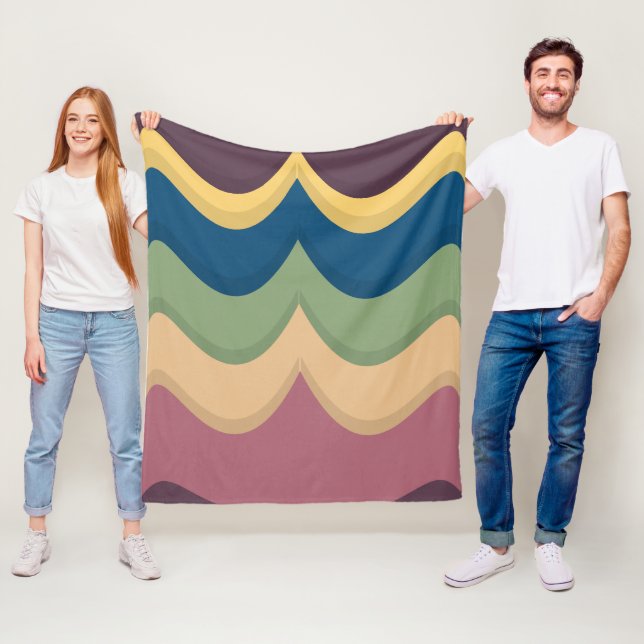 Retro Waves Pastel Fleece Blanket (In Situ)