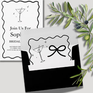 Retro Wavy 5x7 Envelope Matching Martini Glass 