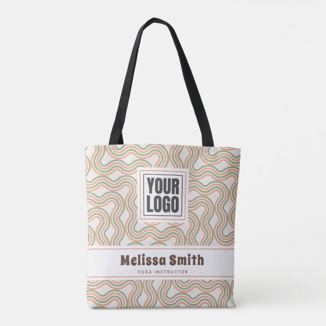 Retro Wavy Abstract Pattern Business  Tote Bag (Back)