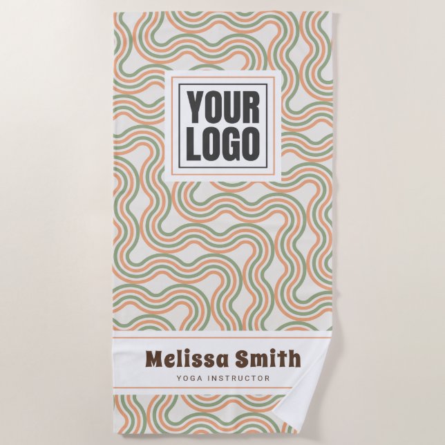 Retro Wavy Abstract Pattern Custom Beach Towel (Front)