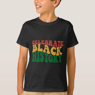 Retro Wavy Celebrate Black History Bhm African Pri T-Shirt