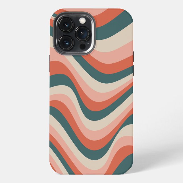 Retro Wavy Colourful Stripe Groovy Pattern iPhone Case (Back)